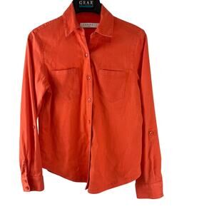 Carreli Orange Roll Tab Sleeve Button Down shirt Small